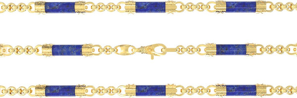 Цепь из лимонного золота 585 пробы c лазуритом