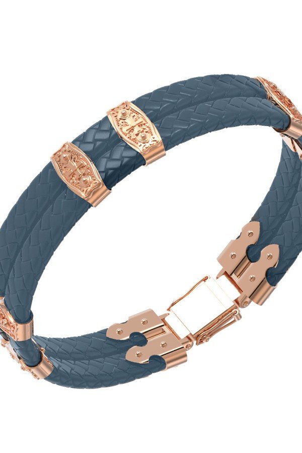 Браслет из золота c кожаным шнурком