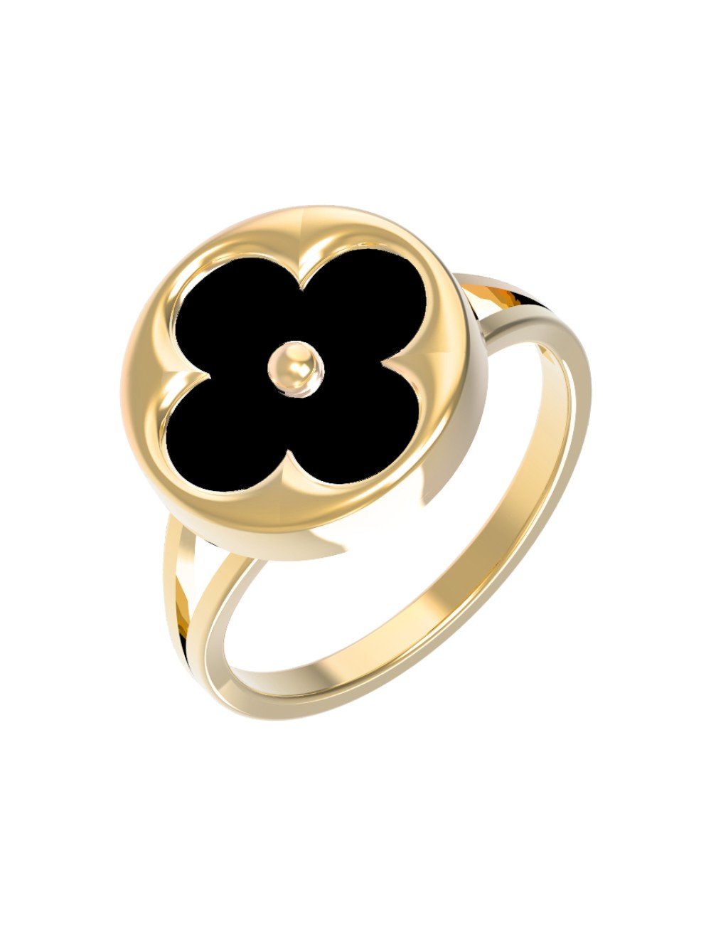 Кольцо из лимонного золота c ониксом