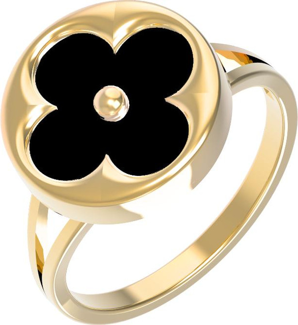 Кольцо из лимонного золота 585 пробы c ониксом