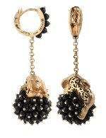 Серьги из золота c эмалью и ониксом