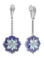 Серьги из белого золота c бирюзой и лазуритом