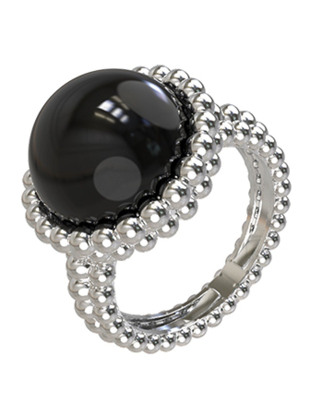 Кольцо из белого золота c ониксом