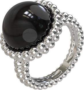 Кольцо из белого золота 585 пробы c ониксом