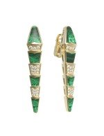 Серьги из лимонного золота c бриллиантами и малахитом