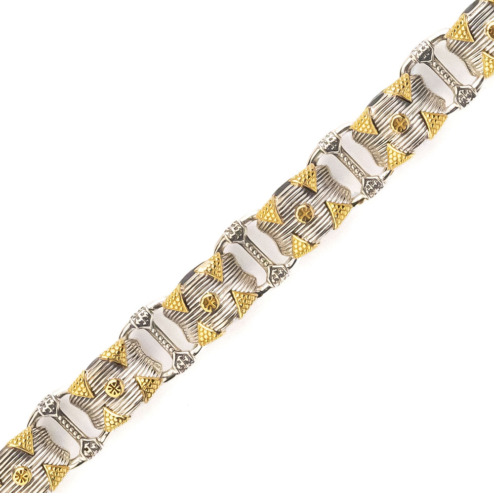 Браслет из серебра 925 пробы и золота 750 пробы c рубином