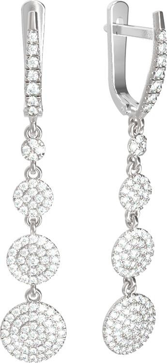 Серьги из белого золота 585 пробы c бриллиантами