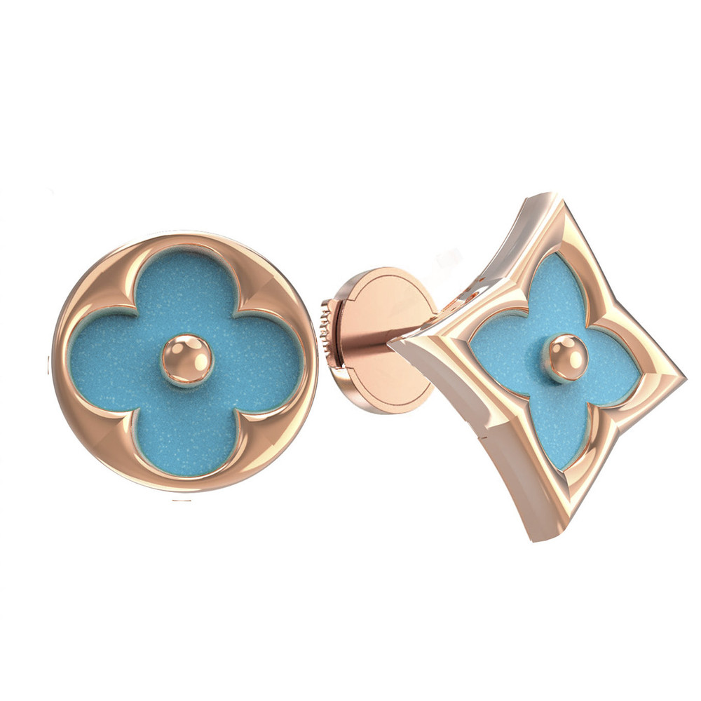 Серьги из красного золота 585 пробы c бирюзой