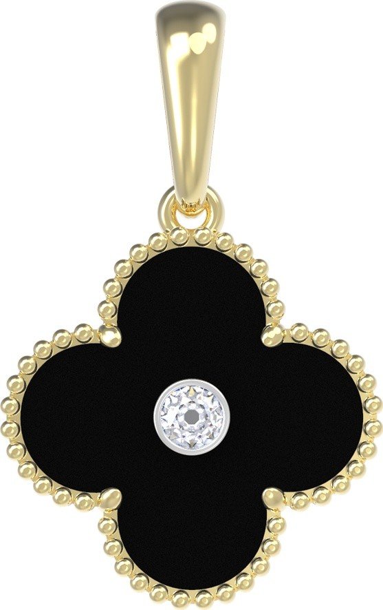 Подвеска из лимонного золота c бриллиантами и ониксом