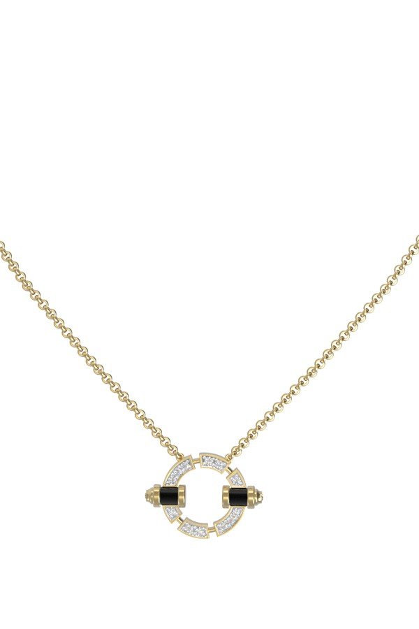Колье из лимонного золота c бриллиантами и ониксом