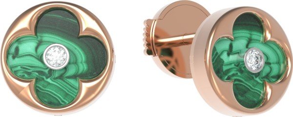 Серьги из золота c бриллиантами и малахитом