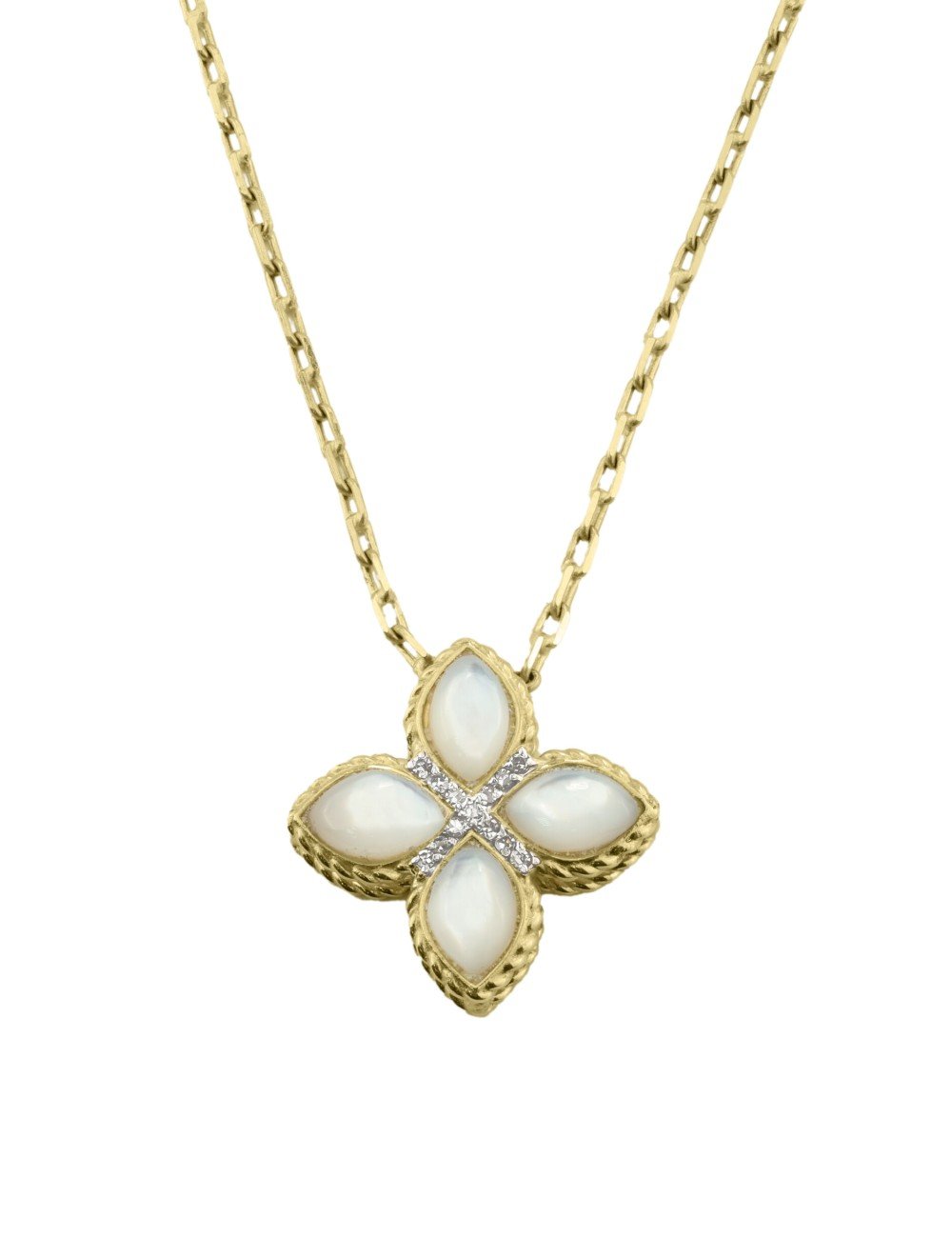 Колье из лимонного золота c бриллиантами и перламутром