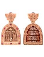 Образок из золота c эмалью и рубином