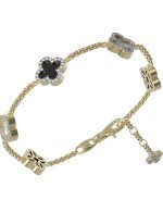 Браслет из лимонного золота c бриллиантами, ониксом и перламутром