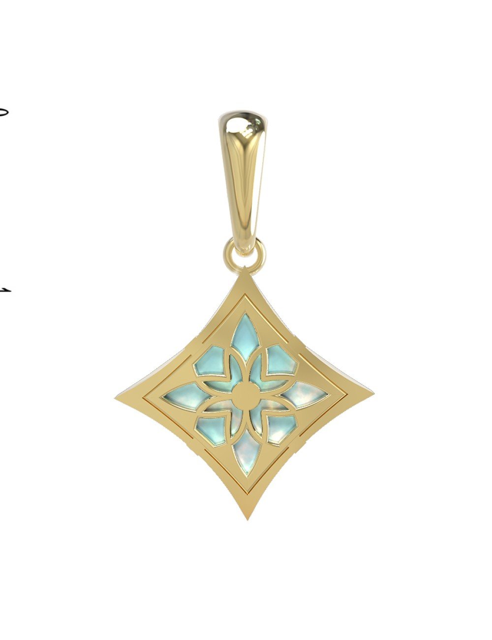 Подвеска из лимонного золота c бирюзой