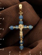 Крест из лимонного золота c жадеитом