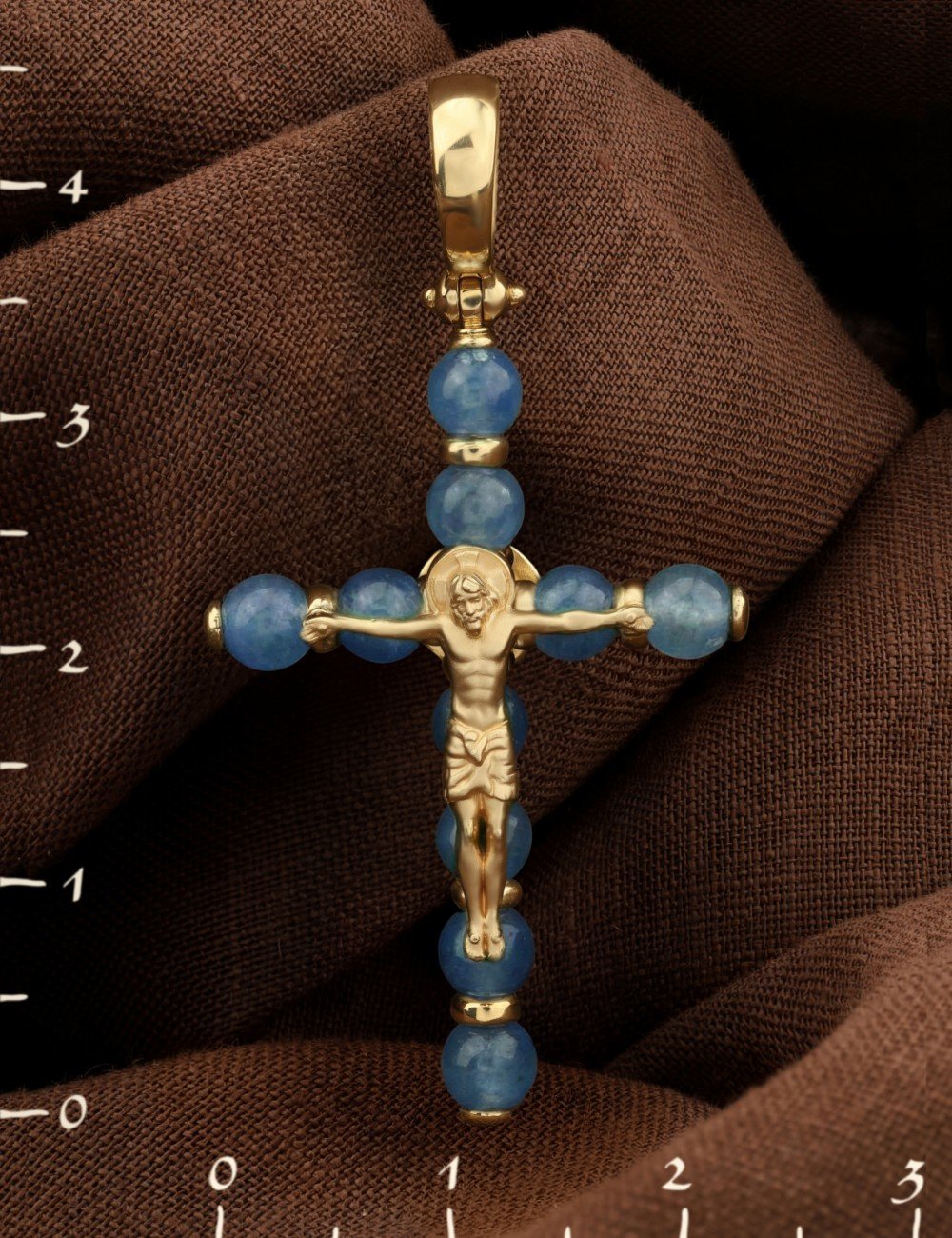 Крест из лимонного золота c жадеитом