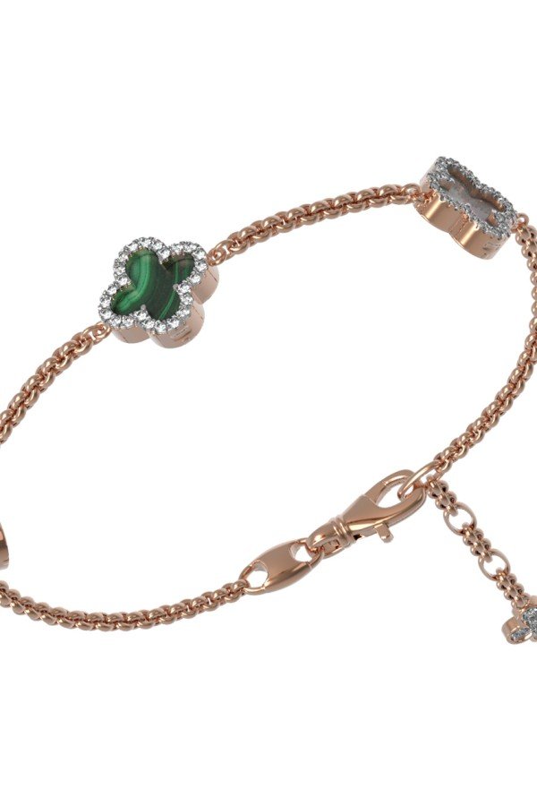 Браслет из золота c бриллиантами, малахитом и перламутром