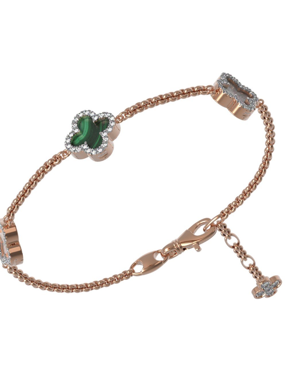 Браслет из золота c бриллиантами, малахитом и перламутром