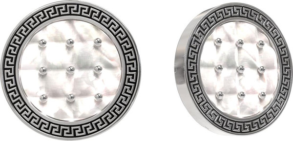 Серьги из белого золота 585 пробы c эмалью и перламутром