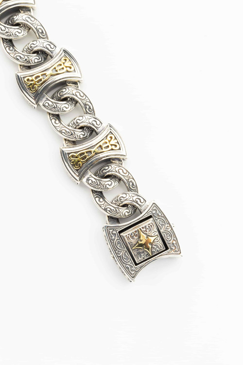 Браслет из серебра 925 пробы и золота 750 пробы c рубином