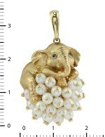 Подвеска из лимонного золота c эмалью и жемчугом