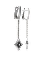 Серьги из белого золота c бриллиантами и ониксом