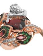 Кольцо из золота c фианитом и гранатом