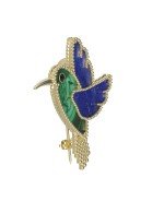 Брошь из лимонного золота c эмалью, лазуритом и малахитом