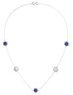 Колье из белого золота c лазуритом и перламутром