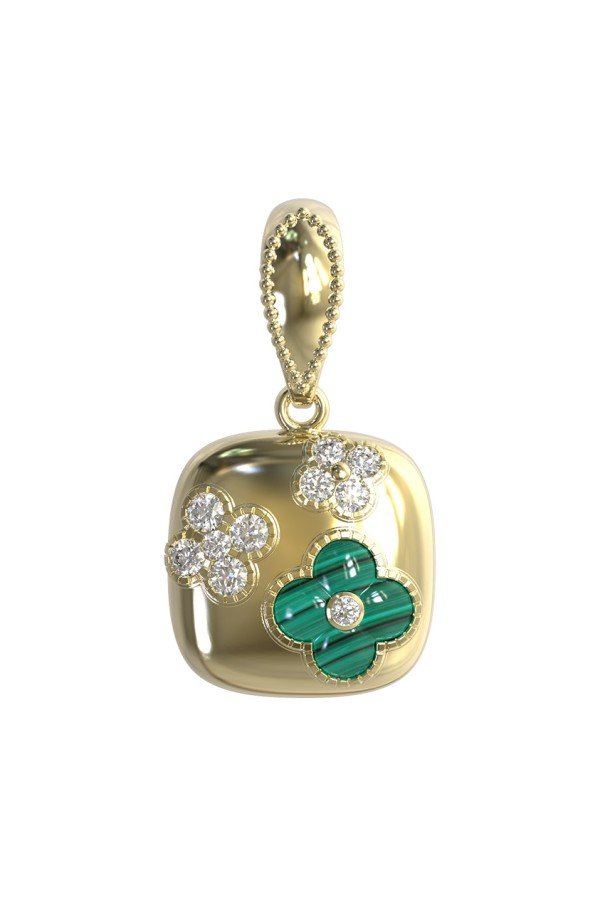 Подвеска из лимонного золота c бриллиантами и малахитом