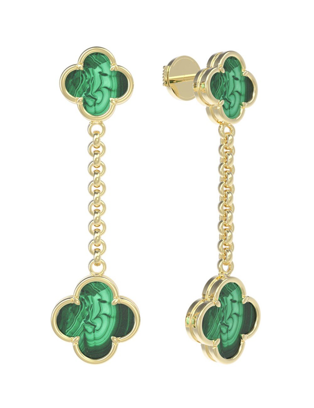 Серьги из лимонного золота c малахитом