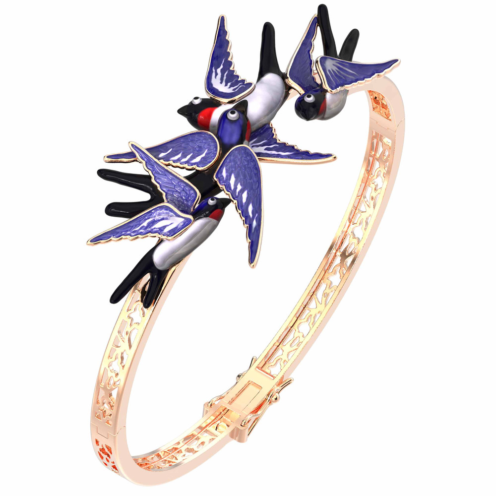 Браслет из красного золота 585 пробы c эмалью