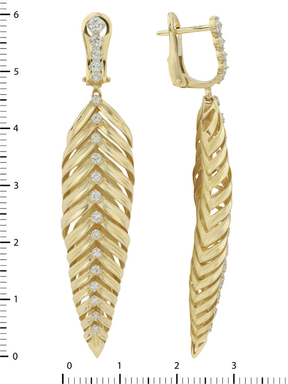 Серьги из лимонного золота 585 пробы c бриллиантами