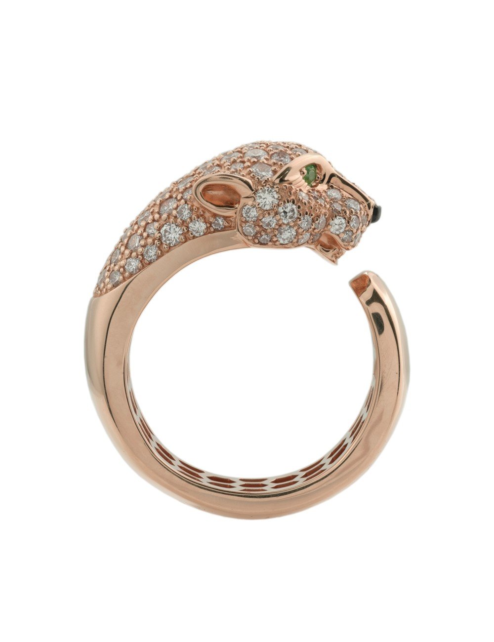 Кольцо из розового золота c бриллиантами, изумрудом и ониксом