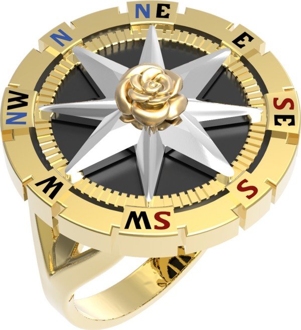 Кольцо из лимонного золота c эмалью и ониксом