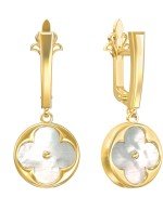 Серьги из лимонного золота c перламутром