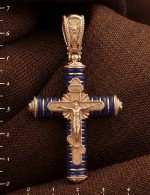 Крест из золота c лазуритом