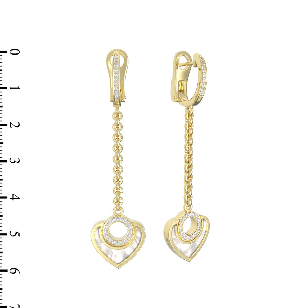 Серьги из лимонного золота 585 пробы c бриллиантами и перламутром