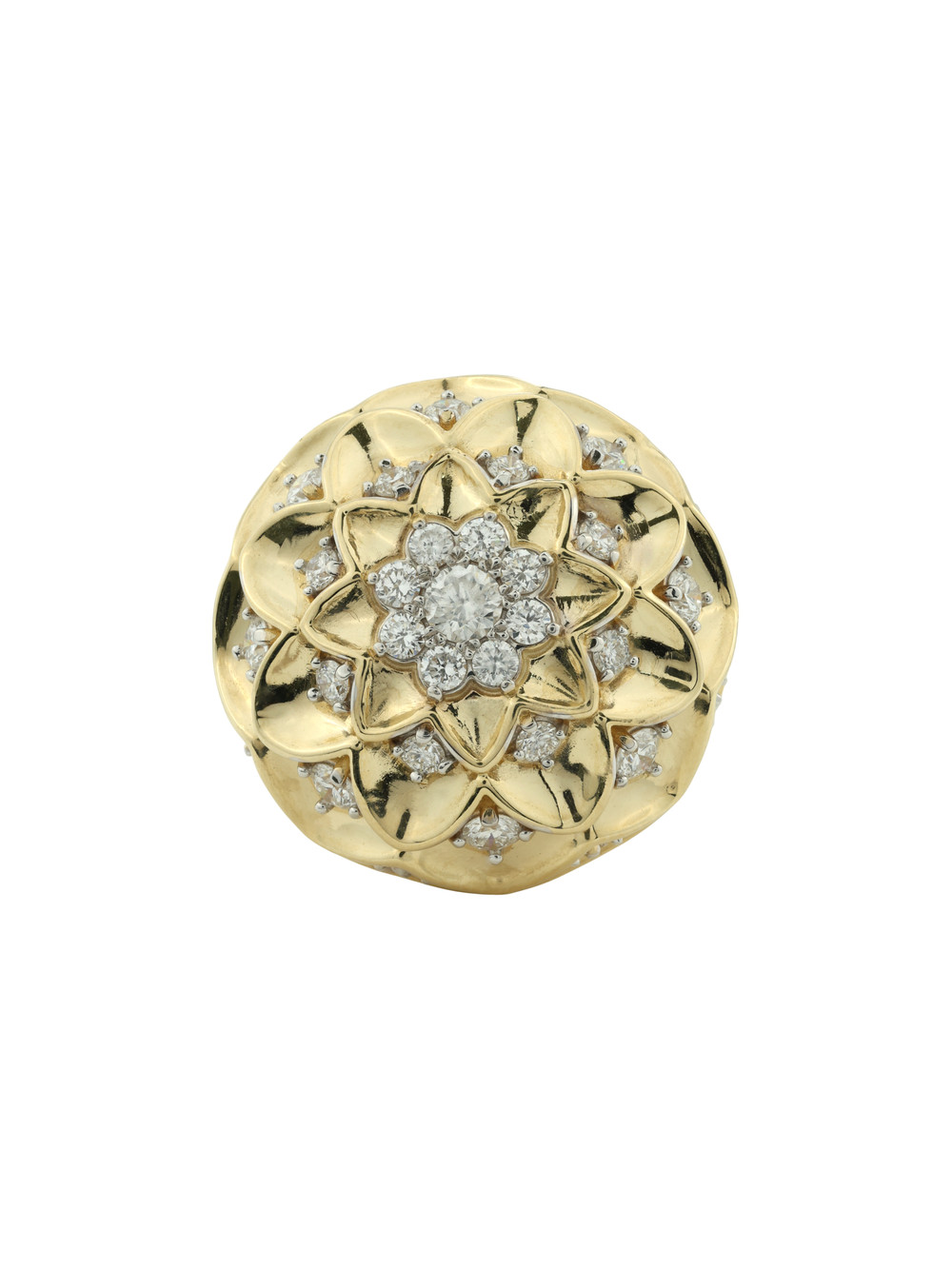 Кольцо из лимонного золота 585 пробы c бриллиантами