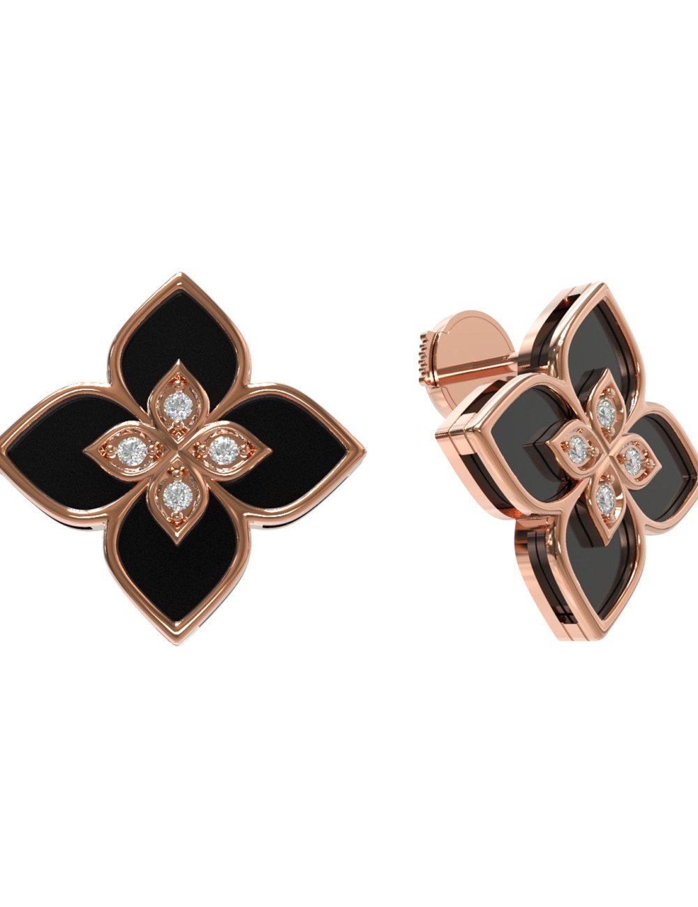 Серьги из золота c бриллиантами и ониксом