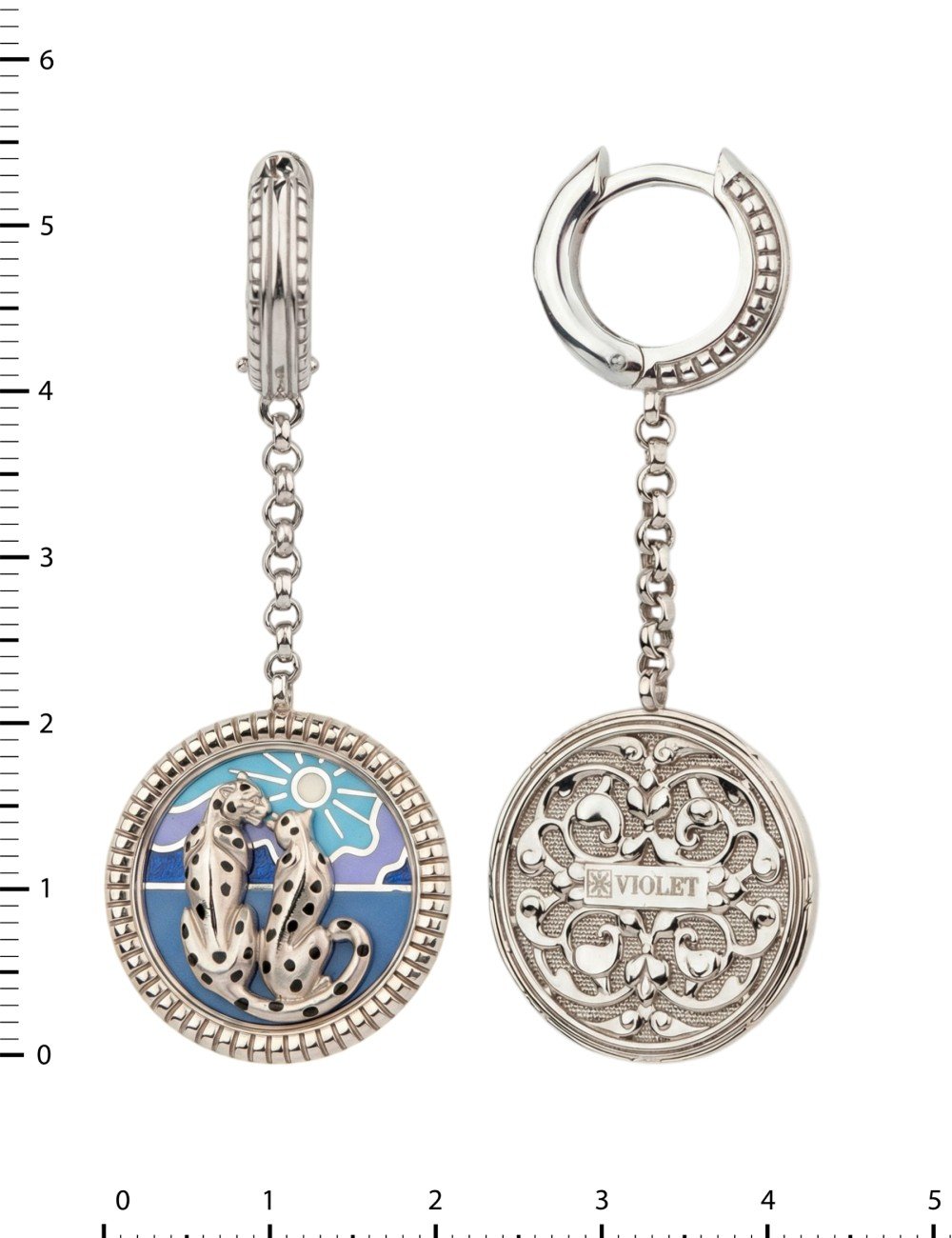 Серьги из белого золота c эмалью