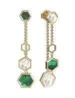 Серьги из лимонного золота c малахитом и перламутром