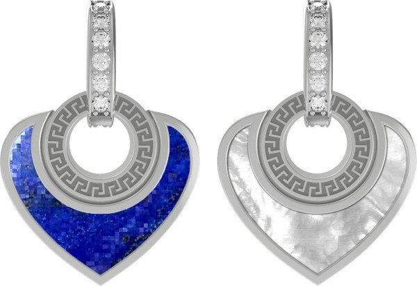 Подвеска из белого золота c фианитом, лазуритом и перламутром