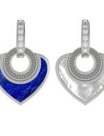 Подвеска из белого золота c фианитом, лазуритом и перламутром