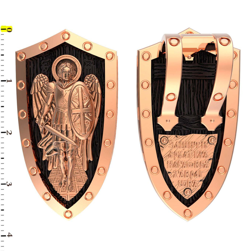 Нательная икона из красного золота 585 пробы c эбеновым деревом