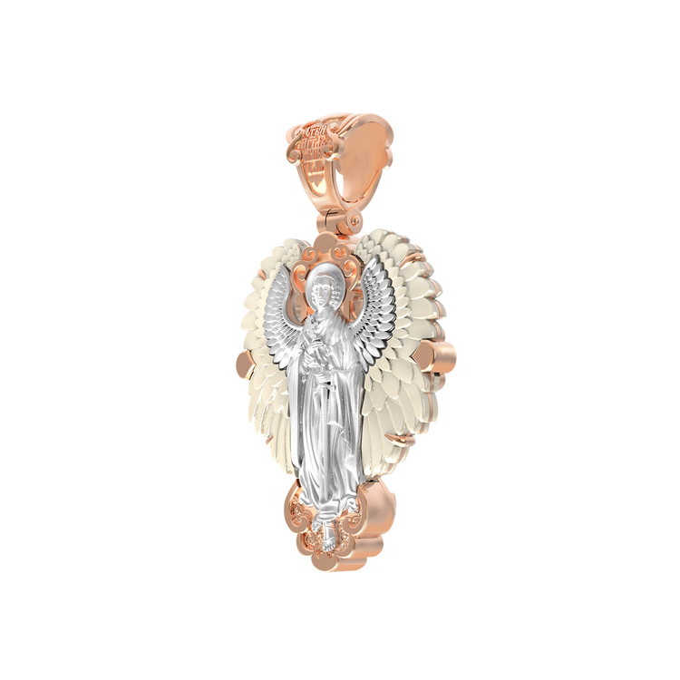 Крест из красного золота 585 пробы c перламутром