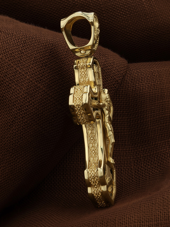 Крест из лимонного золота 585 пробы c ониксом