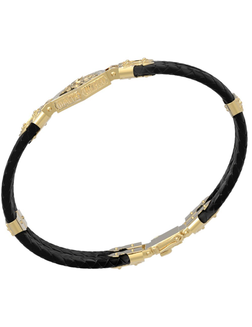 Браслет из лимонного золота c шнурком и ониксом