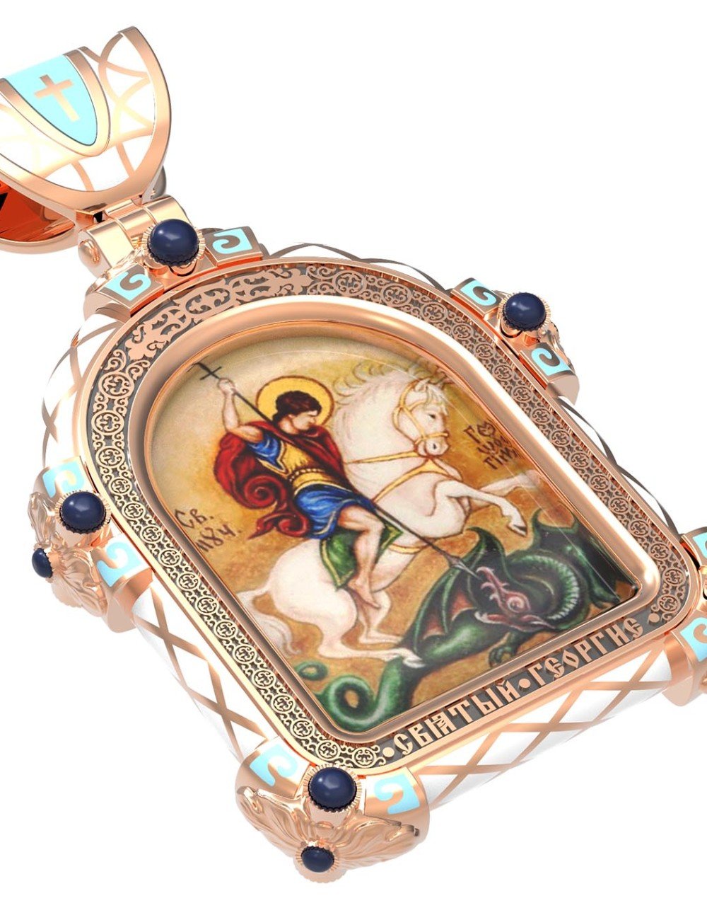 Образок из золота c эмалью, иконописью и темперой